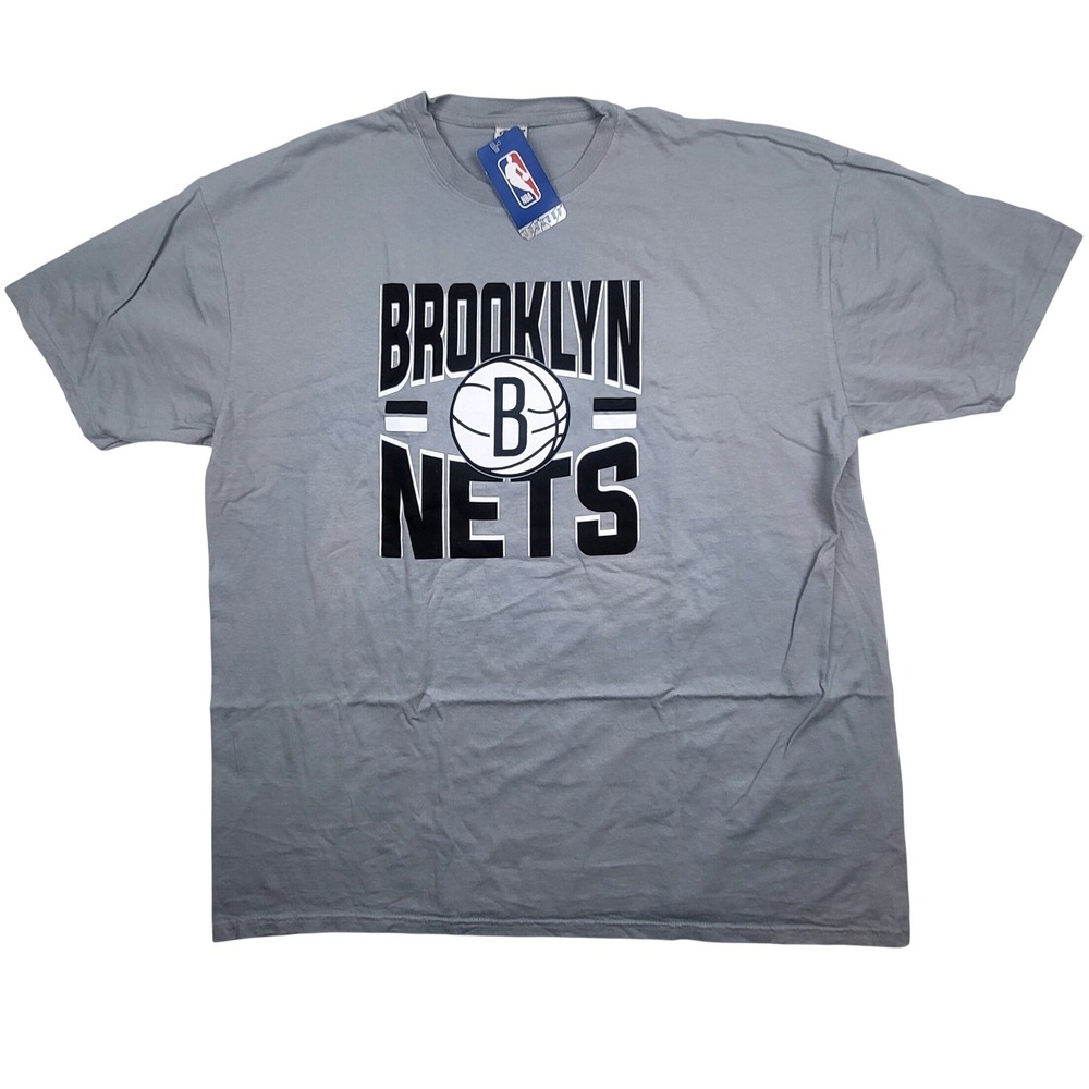 Brooklyn Nets NBA‎ Basketball Graphic T Shirt Gray Blue 84 Brand 2XL NWT